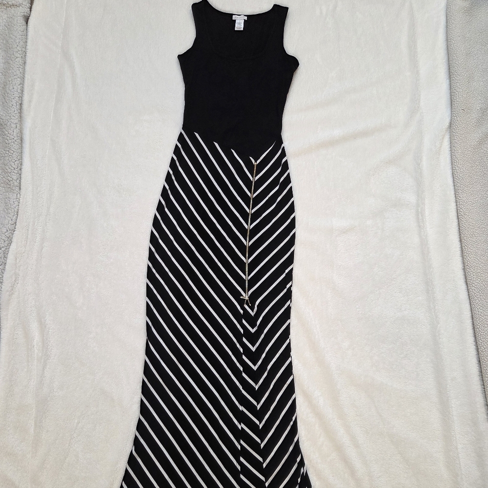 Black /  White Striped Maxi Dress by Cache *NWT